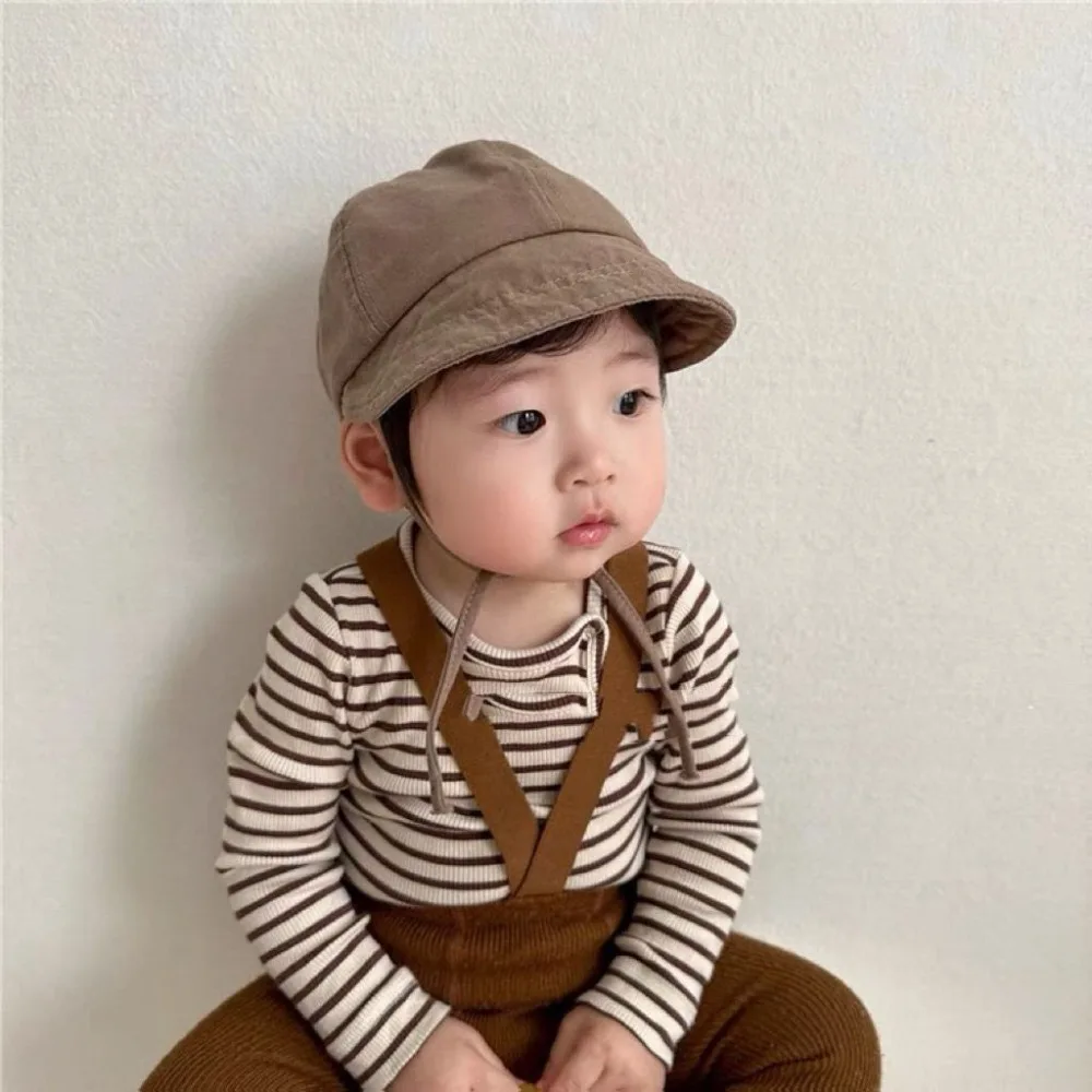 Summer Baby Sun Hat Korean Solid Color Infant Baseball Cap Outdoor Adjustable Drawstring Lace-up Kids Bucket Hats