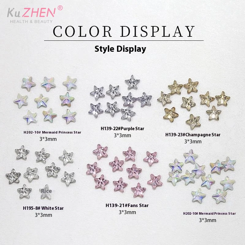 50 pièces strass décoration d'ongle étoile à fond plat Zircon strass ongles bricolage manucure articles décoratifs accessoires breloque d'ongle