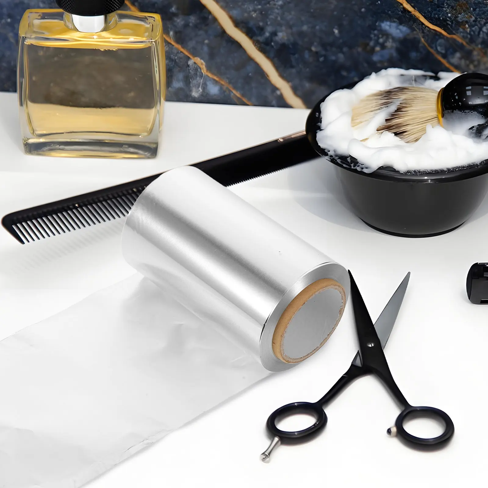 

1 Roll 50M/164Ft Thick Hairdressing Roll Heavy Duty Tin For Coloring Highlighting Perming Wide Silver Foil Sheets Salon Use Hair