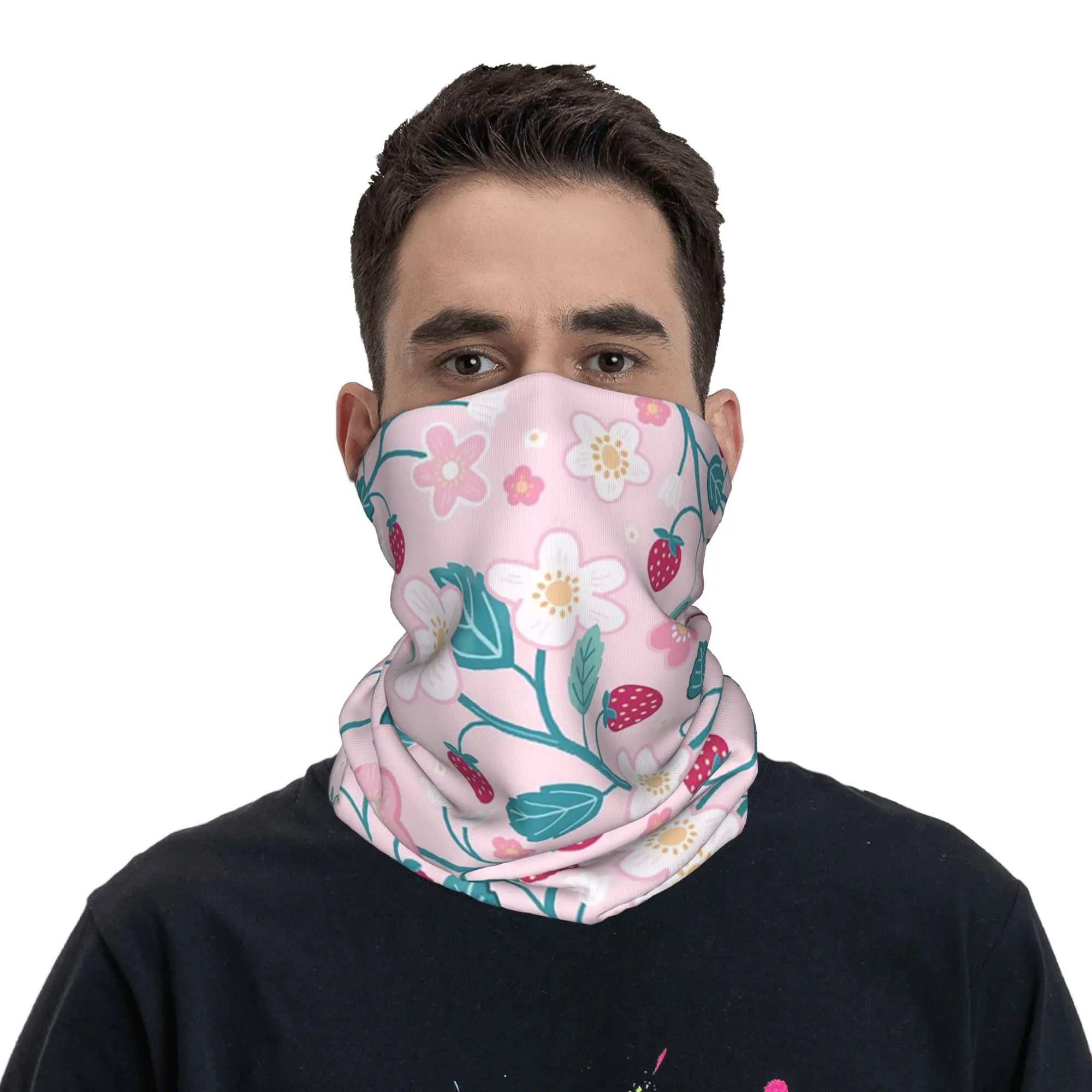 

Vanilla Strawberries Strawberry Bandana Neck Gaiter Printed Wrap Mask Scarf Balaclava Riding for Men Women Adult All Season
