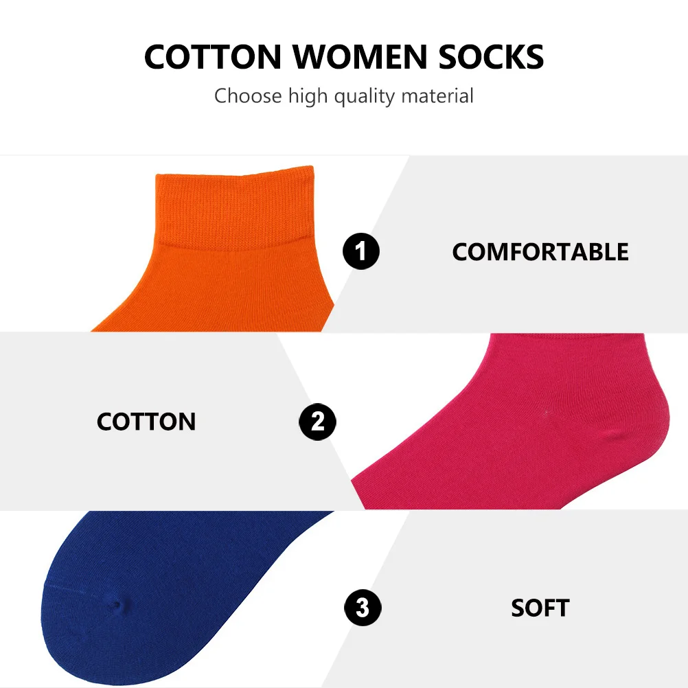 

5pcs 5 Pairs Cotton Women Pure Colored Comfortable Durable Ladies Socks For All Seasons Daily Wear Sneakers Style Socks