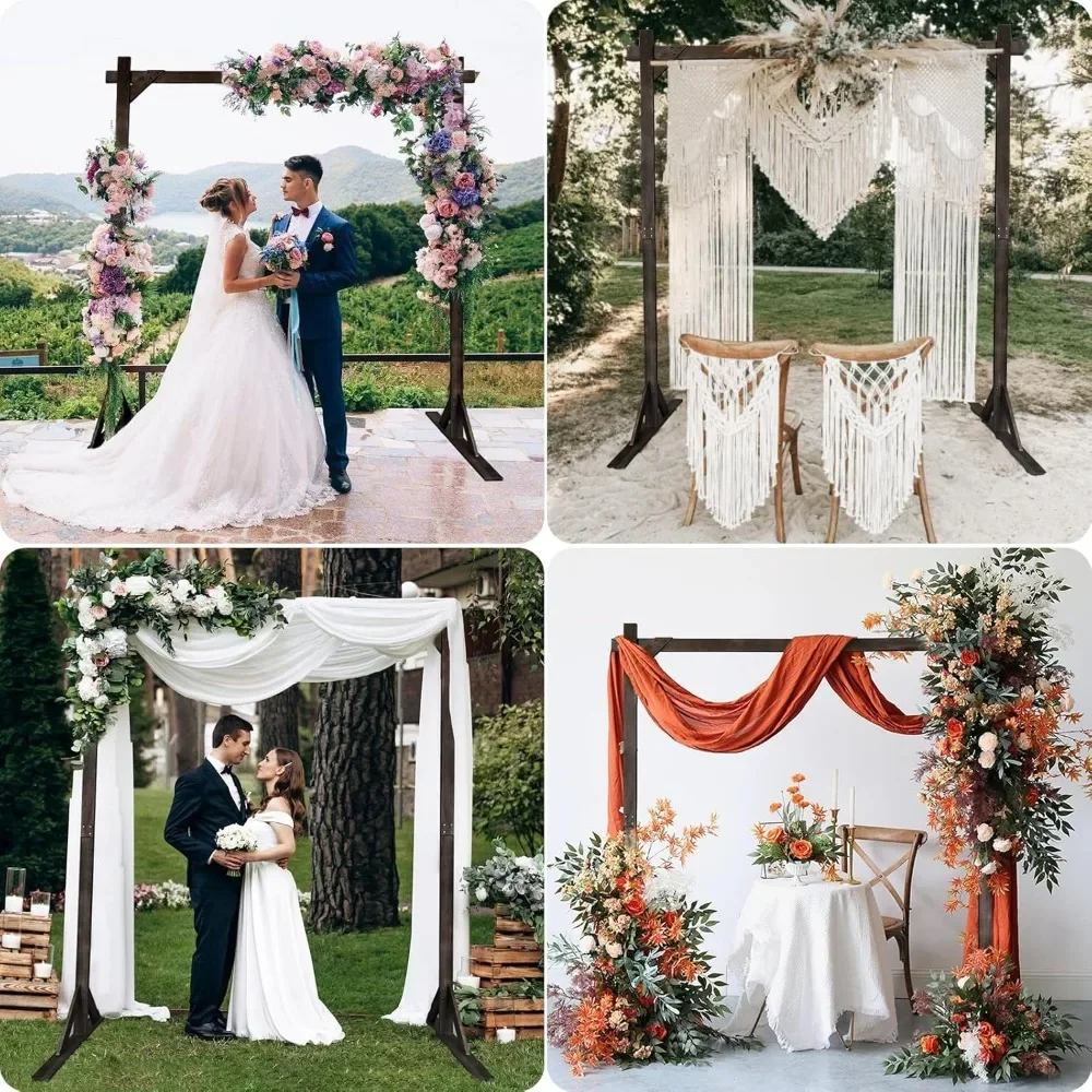 Wedding Arch Square Wooden Wedding Arbor for Ceremony Wood Wedding Arches for Indoor Proposal Party, Elegant Wooden