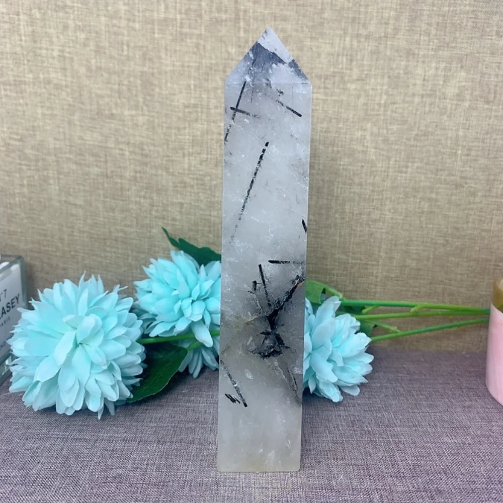 

Quartz Stone Natural Black Tourmaline Tower Obelisk Reiki Energy Healing Spiritual Meditation Witchcraft Wand Home Decor Gift