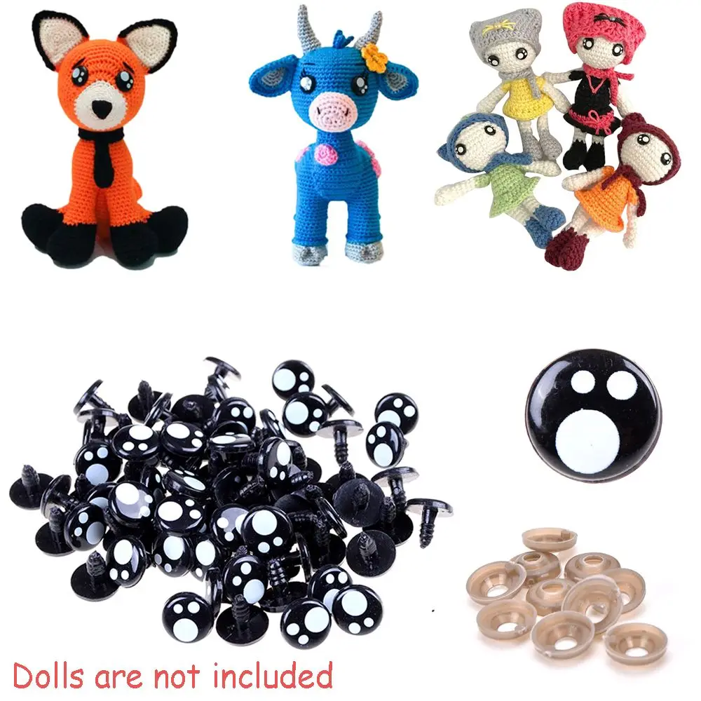 100pcs Safety Eyes Nose Toy Kawaii Doll Eyes Cartoon Teddy Bear Stuffed Toys DIY Snap Animal Puppet Doll Accessories 8mm to 16mm