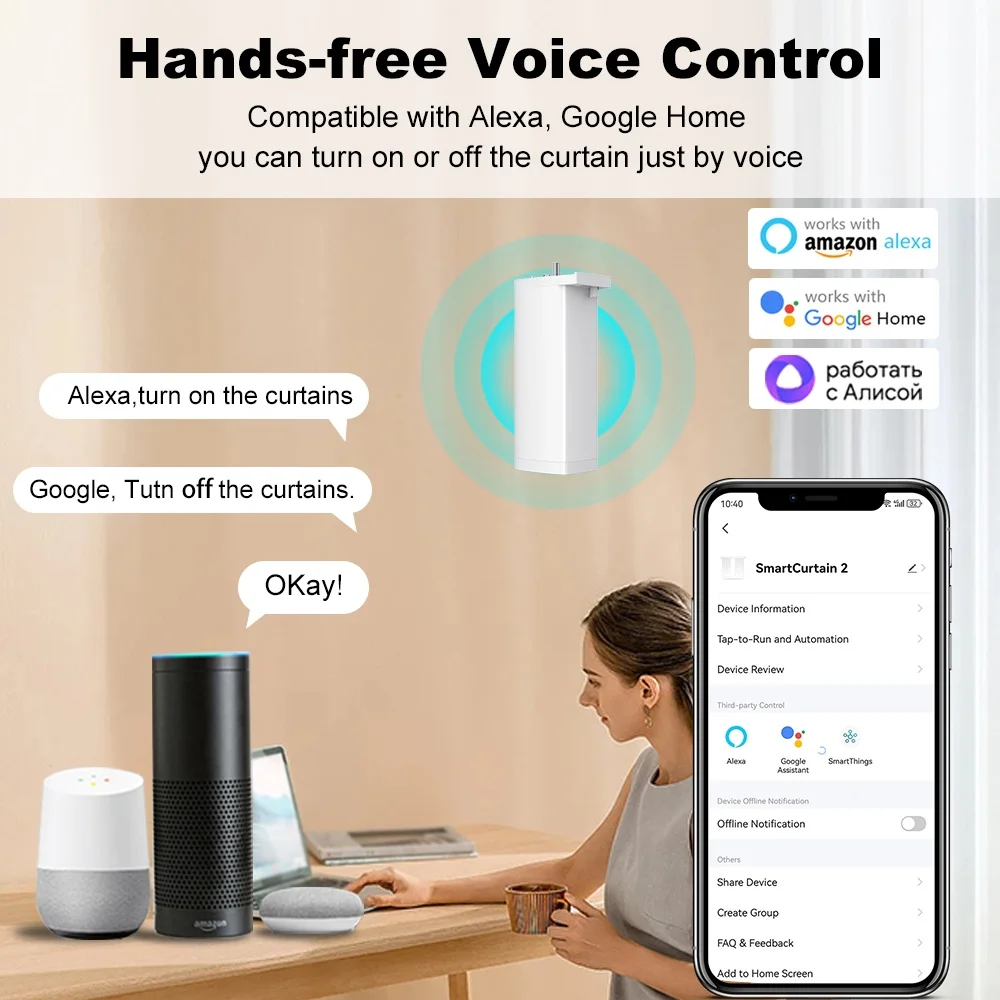 Smart Tuya Zigbee/WIFI Electric Automatic Curtain Motor Super Silent Intelligent Support Voice Control Alexa Google Assistant