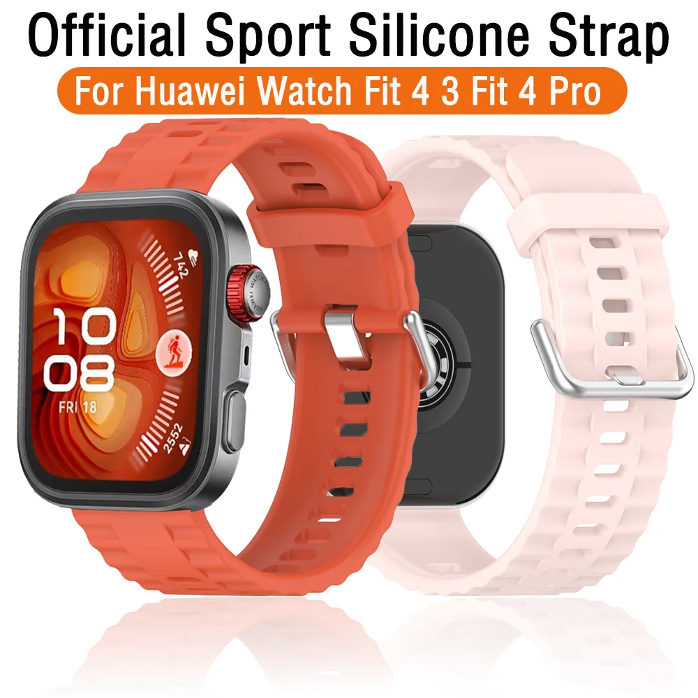 Официальный силиконовый ремешок для часов Huawei Watch Fit 4 Fit 3, дышащий браслет-браслет для Huawei Watch Fit 4 Pro, аксессуары для ремешков