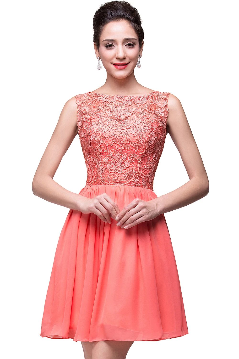 Elegant Lace Mini Cocktail Dresses For women 2023 Sexy A-line Girl Knee-Length Chiffon Evening Party Prom Gwons Robe De Soiree