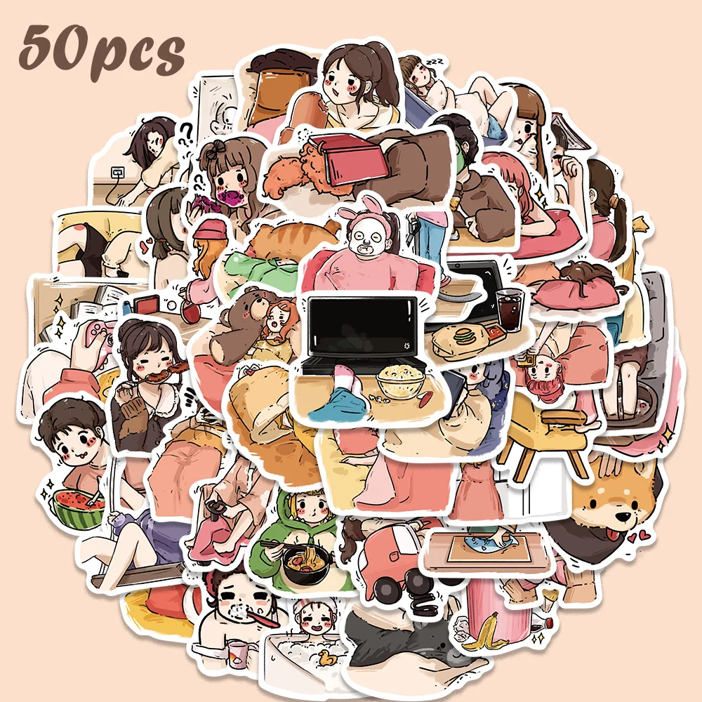 

50pcs Solitary Life Stickers Live alone Sticker Waterproof DIY Cute Graffiti Sticker Pack for Laptop Scrapbook Notebook Diary