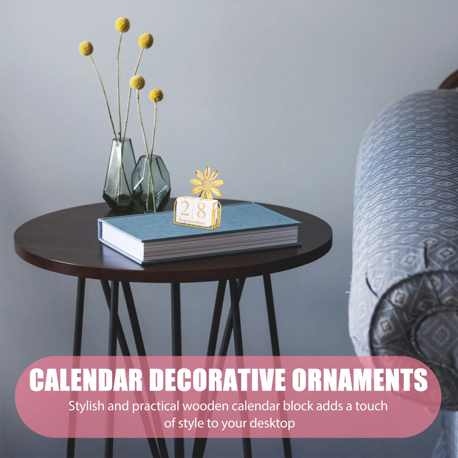 

1Set Wooden Table Calendar Block Perpetual Office Desktop Block Calendar Decorative Practical Home Accessory Office Supply