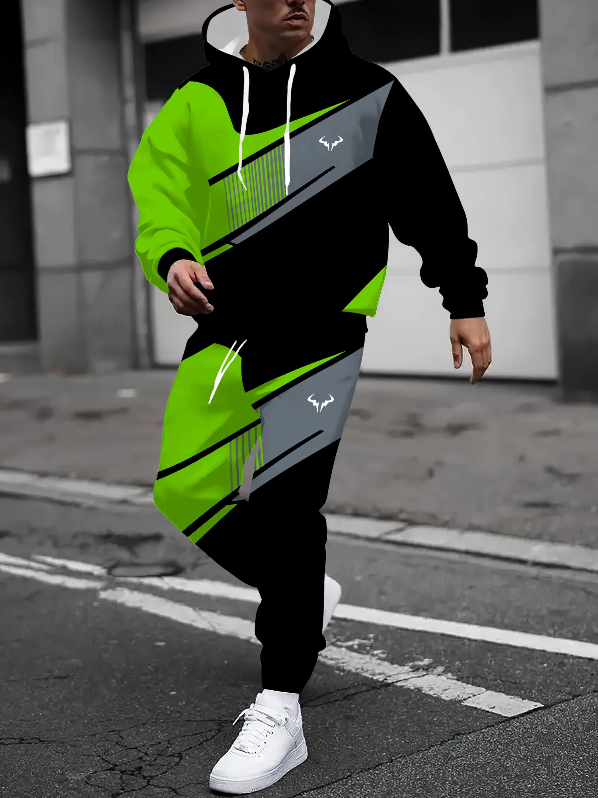 Sudaderas con capucha informales a la moda, conjuntos de dos piezas con estampado 3D, diseño Simple, ropa con capucha de manga larga, pantalones, trajes, conjunto deportivo holgado y cómodo