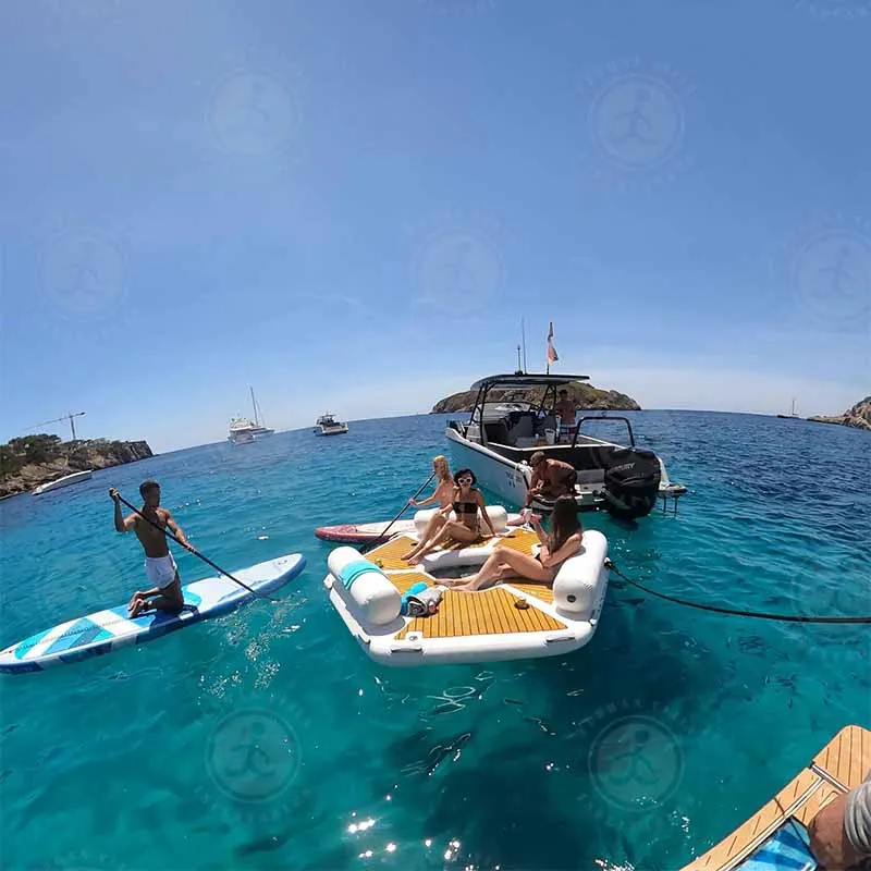 Hexagon Shaped Inflatable Floating Platform Inflatable Hexagonal Raft For Relaxation