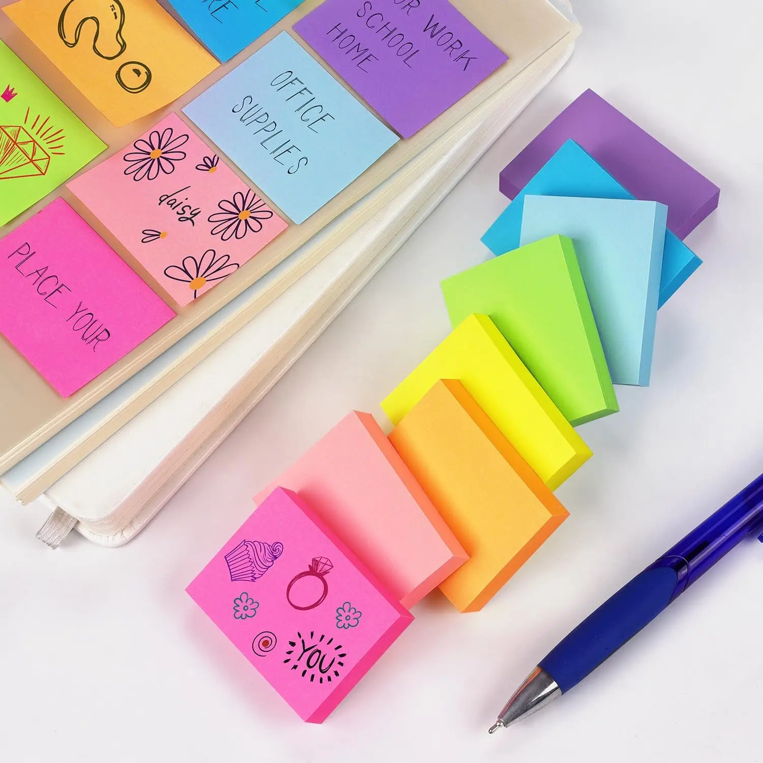 Imagem -02 - Brilhantes Sticky Notes Almofadas Self-stick Pequenas Notas Pegajosas Mini Notas Pegajosas Pequeno Pcs 15x2 Cores