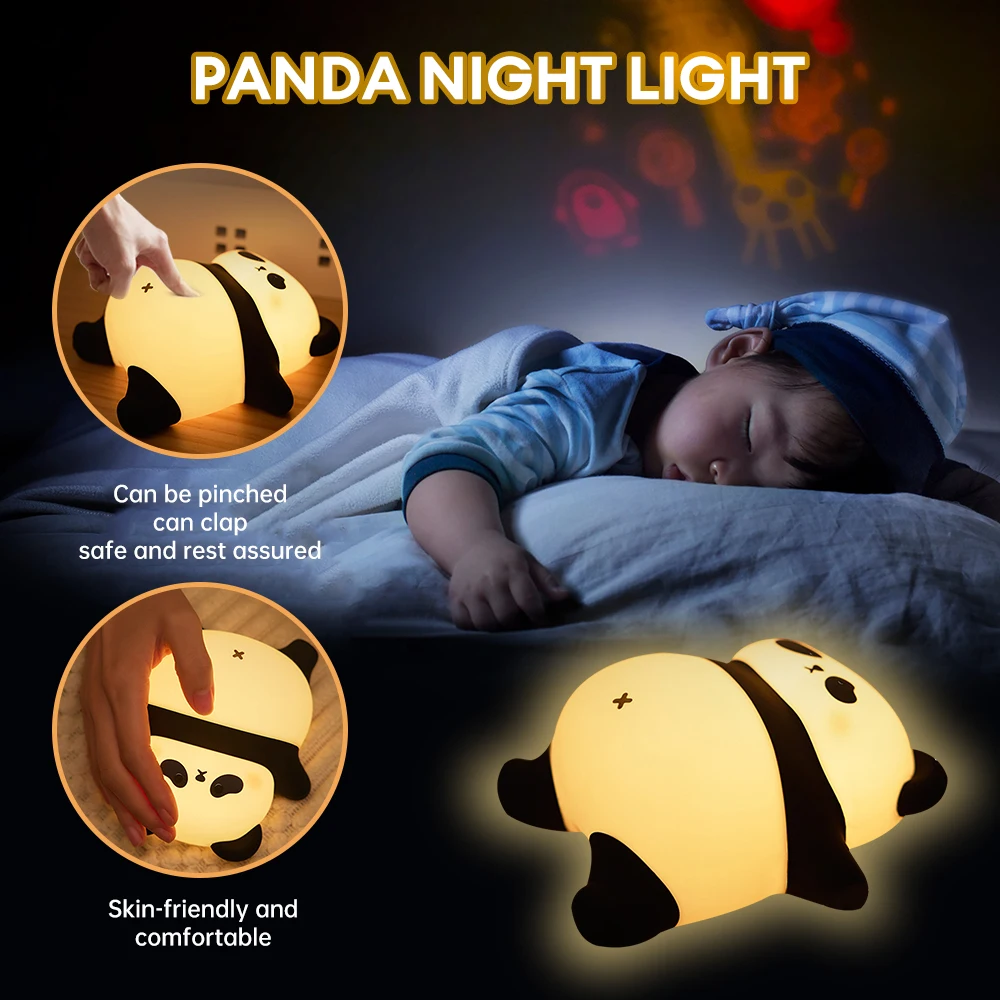 

Silicone LED Night Light Panda Animal Lamp Timing USB Rechargeable Lamp Children Kid Bedside Bedroom Decor Birthday Gifts