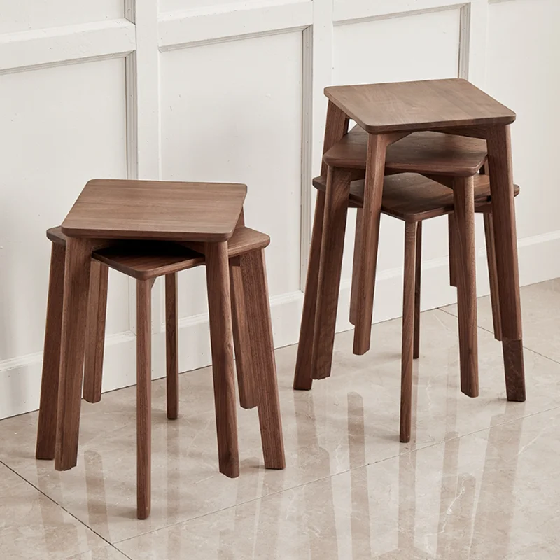 Multifunctional bench solid wood stool household high stool square dining chair skeleton integrated