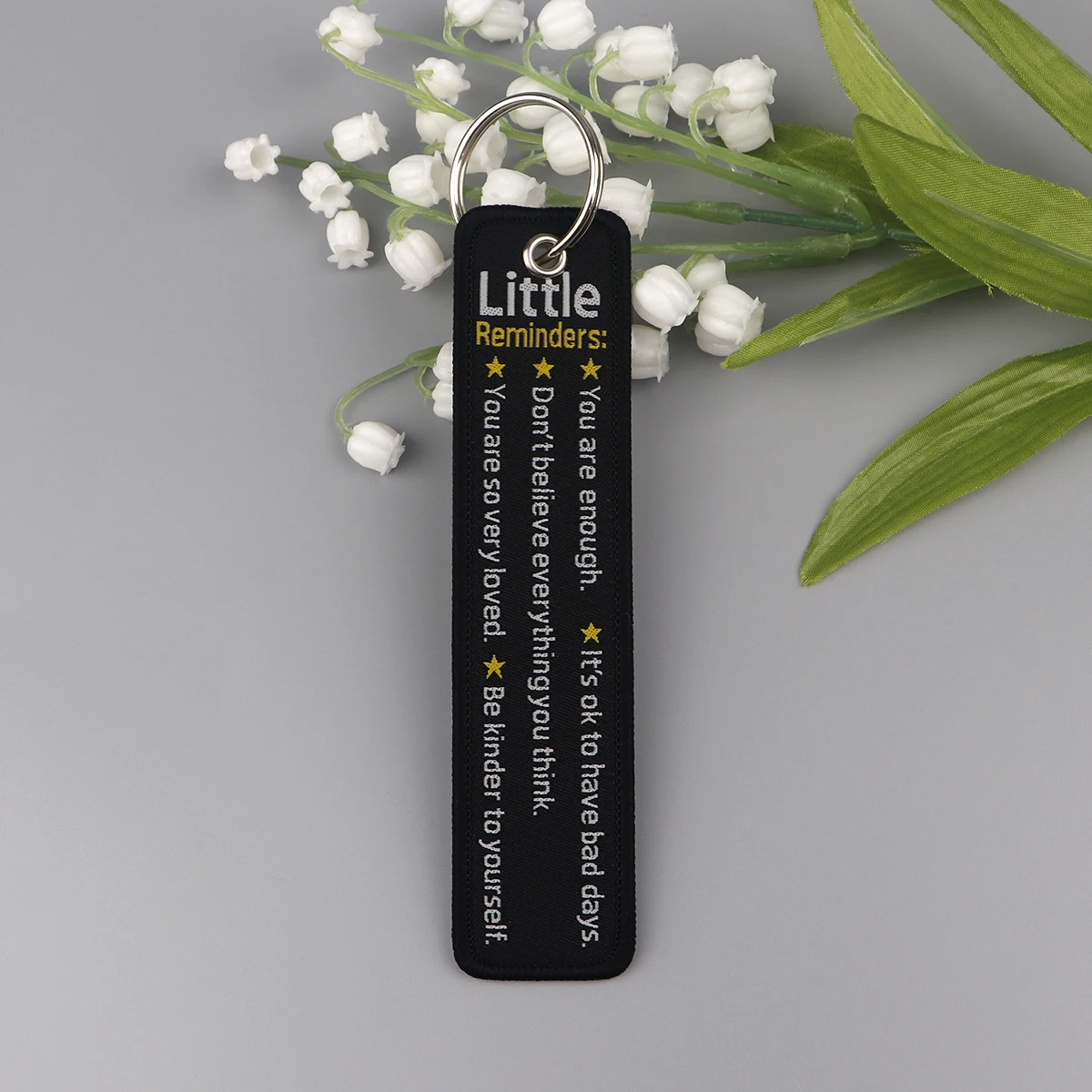 Quote Serises Embroidered Key Cool Quotation Men KeyTas Keychain for Car Motorcycles Keyring Holder Jewelry Accessories Gift 1pc