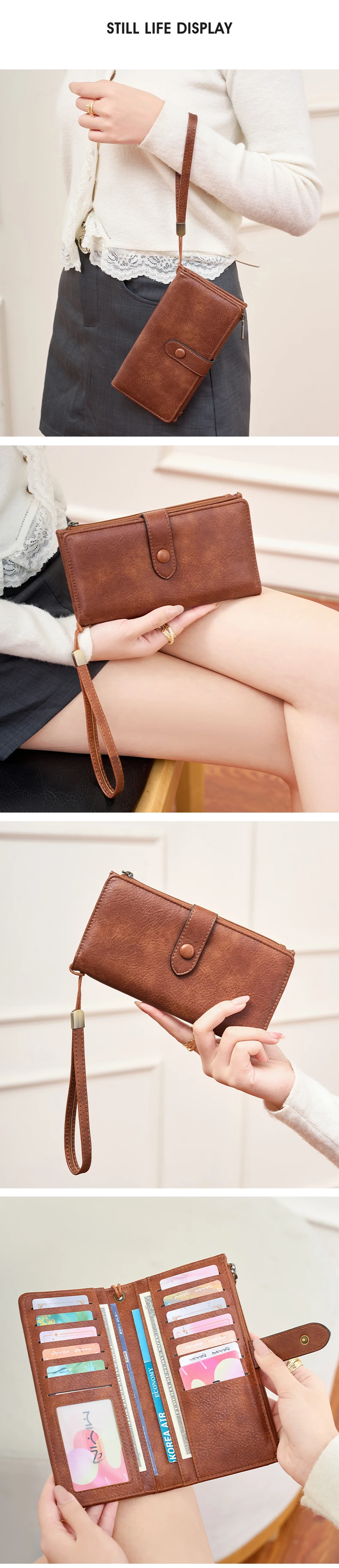 Ultradünne Tragbare Bi-Fold Damen-Geldbörse RFID-geschützter Kreditkartenhalter/Clutch Minimalistischer Multifunktionaler Münzbeutel – Detail 3