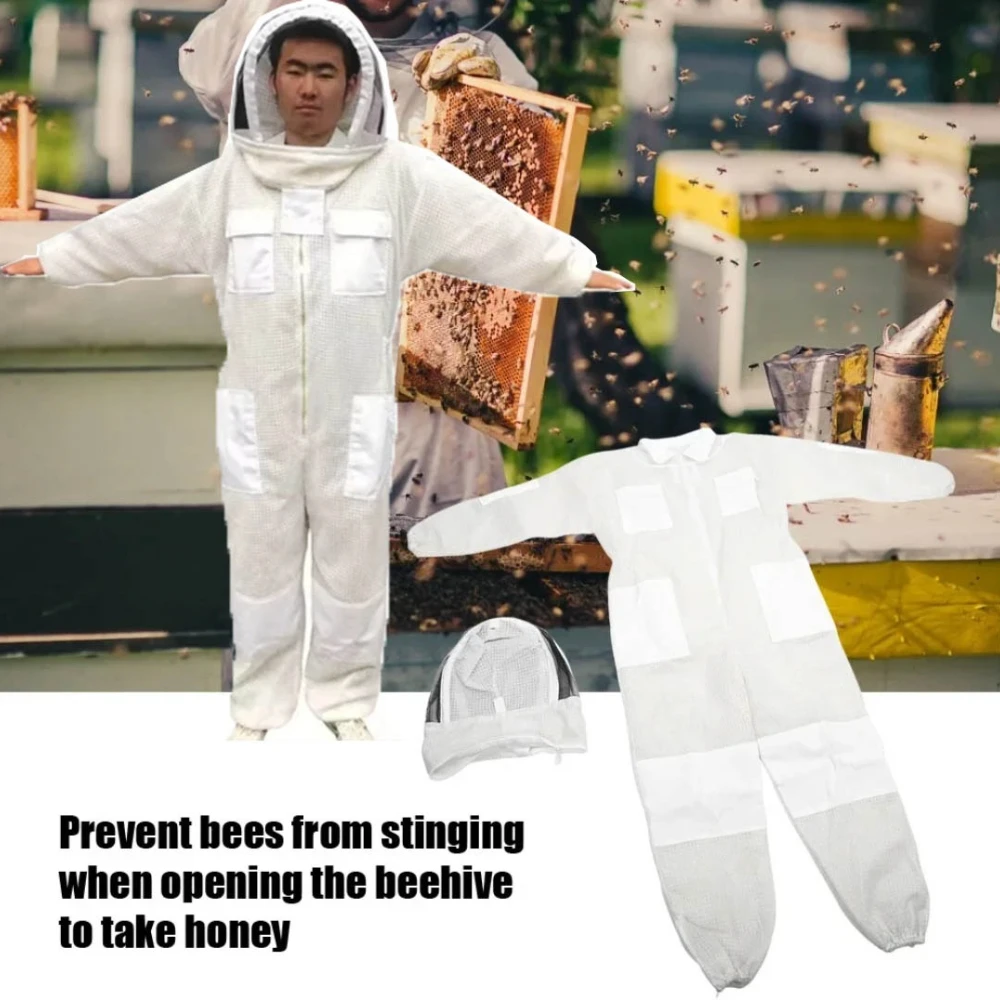 

Beekeeping suit white 3-layer mesh bee suit Metal zipper beekeeping suit for beekeeper apiculture tool Beekeeping equipment