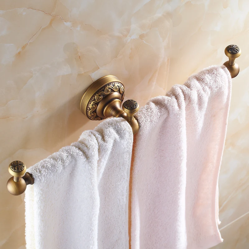 ‌Antique Bronze Bathroom Accessories European Towel Rail Luxury Wall Mounted Bathroom Fixture Home Guest Room Towel Racks
