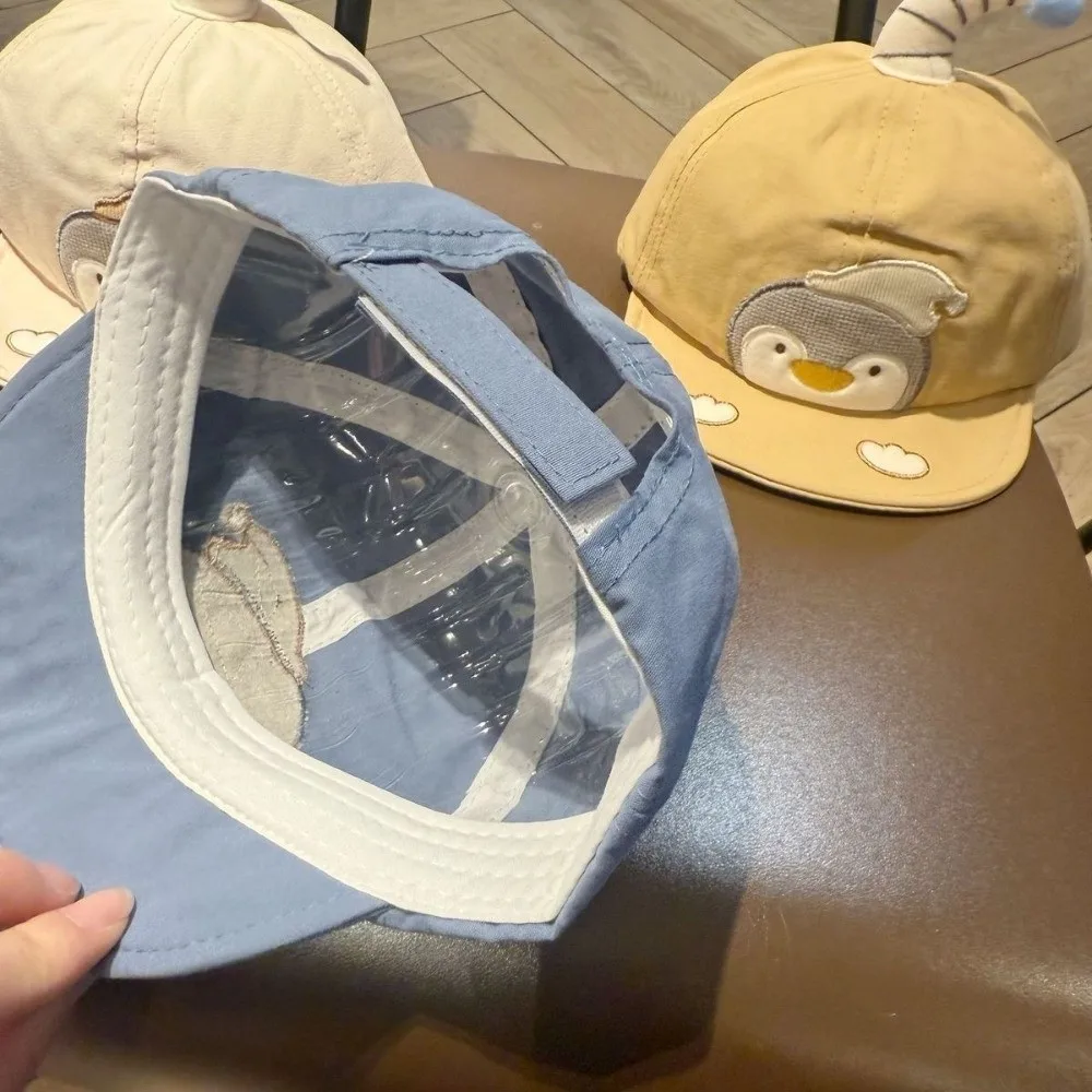 

New Breathable Baseball Cap Adjustable Cartoon Penguin Sun Visors Cotton Caps Thin Material Sun Hat for Boys Girls