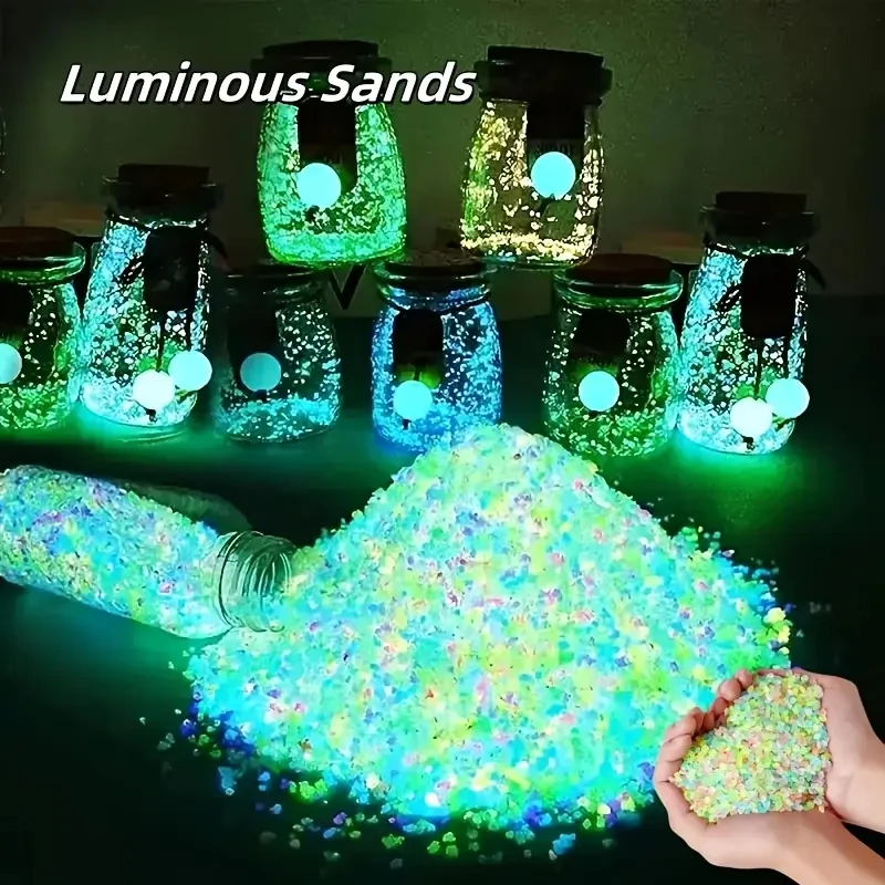 10000Pcs/bag, Gardening Aquarium Landscape Fluorescent Small Stone Vase Hourglass Luminous Sand Fluorescent Particles