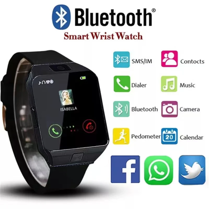 DZ09 Touch Screen Bluetooth Smart Watch 2024 For Men Camera Support 2G SIM TF Card Sports Smartwatch Women Wristband Watch fit