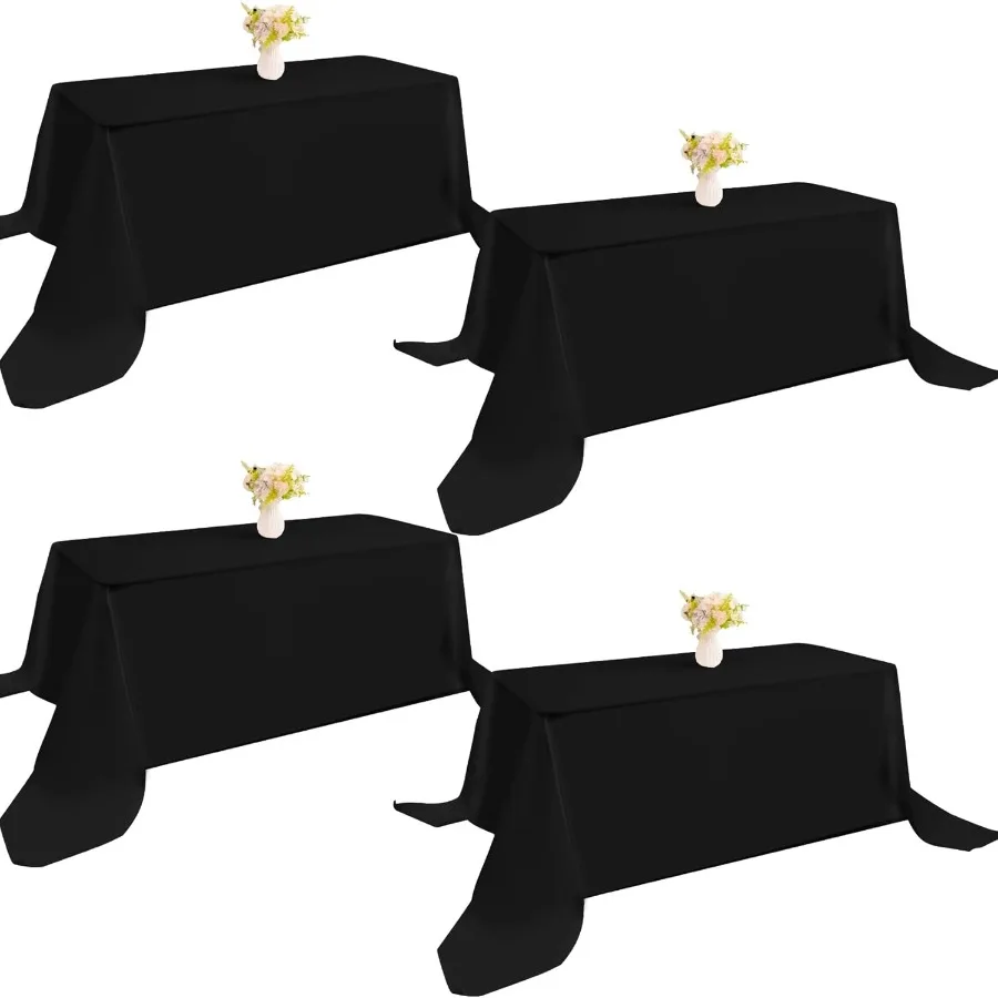 

4 Pack Recle Taleclot 90x132Inc lack Wasale Polyester Tale Cover for Wedding Ding Tale uffet Parties anquet Decoration lack