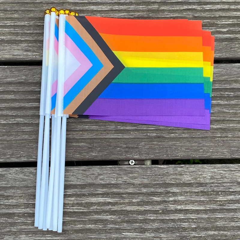 xvggdg  100pcs  14 * 21cm    Custom Hand Flag    Rainbow Hand Flag Car Moto Flags American Lesbian Gay Pride Flag for Party