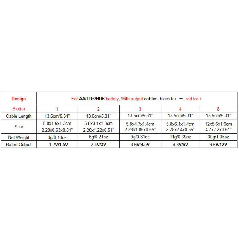 1 Slots AA Battery Case Box Holder Storage Case with Lead Wire