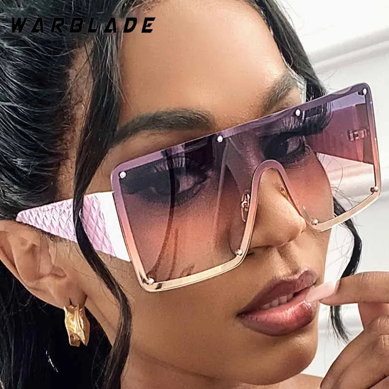 

Luxury Rivets Square One-Piece Oversized Women's Sunglasses Brand Design Men Sunglass Fashion Outdoor Travel Drive Eyewear UV400