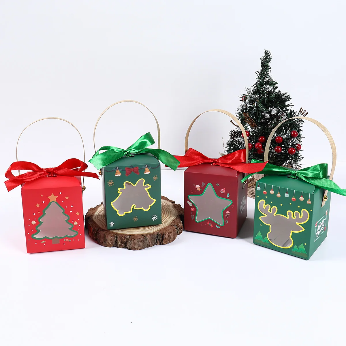 Kraft Paper Portable Christmas Gift Box 2023 Christmas Decoration for Home Santa Claus Cristmas Cookie Candy Box Navidad Notal