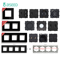 BSEED Glass Frames EU Standard PIR Sensor Switches Module Part Wall Sockets DIY Function Dimmer Base HDMI USB Type-c Parts Black