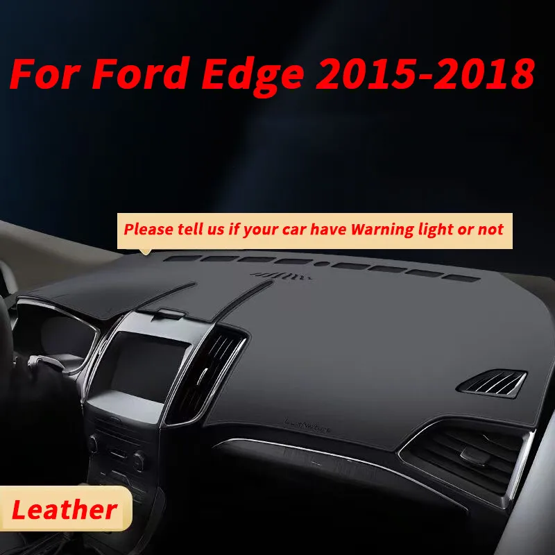 Black Leather Dashboard Cover Dash Protector Pad Mat For Ford Edge 2015-2018