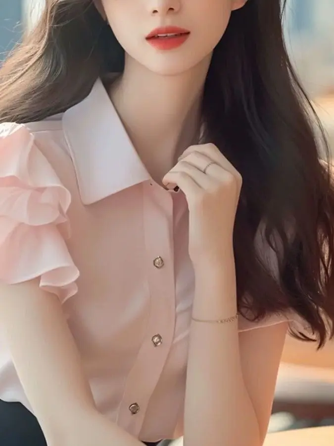 

Ele Beautiful Summer irt Женский модный уникальный милый милый топ с кружевной отделкой в Корейском стиле, свободный крой ort Sve