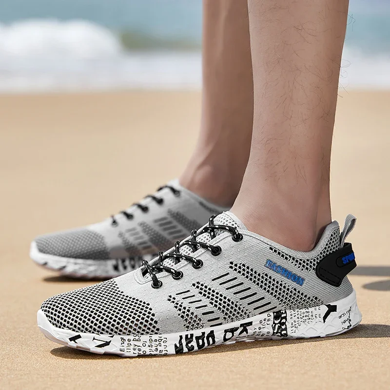 2023 Summer Mens Casual Aqua Shoes Origin Air Mesh Sneakers Fashion Foam Footwear Black Beach Sandal Water Fisherman Breathable