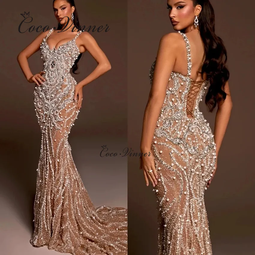 

Customized Heavy Beading Luxury Mermaid Evening Dresses 2025 New Straps Sweetheart High Quality Wedding Party Dress W1467