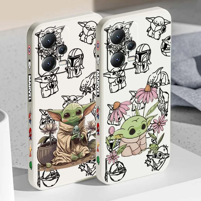 

S-Star W-Wars Baby Yoda For Xiaomi Redmi Note 14 13 13R 12 12R 11 11E 11T 11S Pro Plus 5G Liquid Left Rope Phone Case