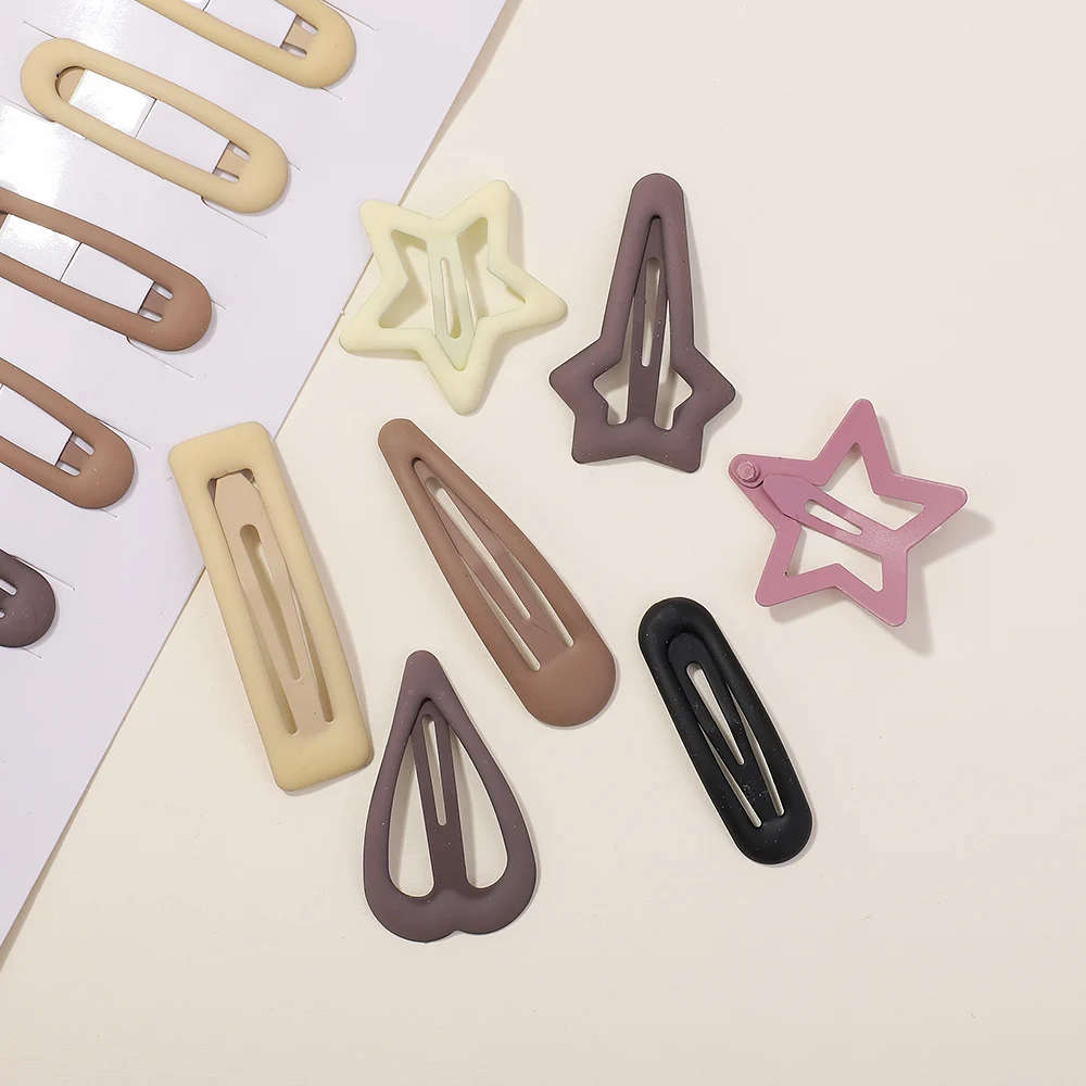 10pcs Kawaii Geometric Metal Hairpins Set Women Girls Child Hairgrips Hair Clips Pins Barrettes Accessories Hairclip Headdress