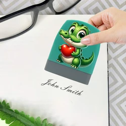 Cute Love Green Little Dinosaur Personalized Name Kids Stamp Animal Pattern Stamp Suitable For Clothes Notebook Markers