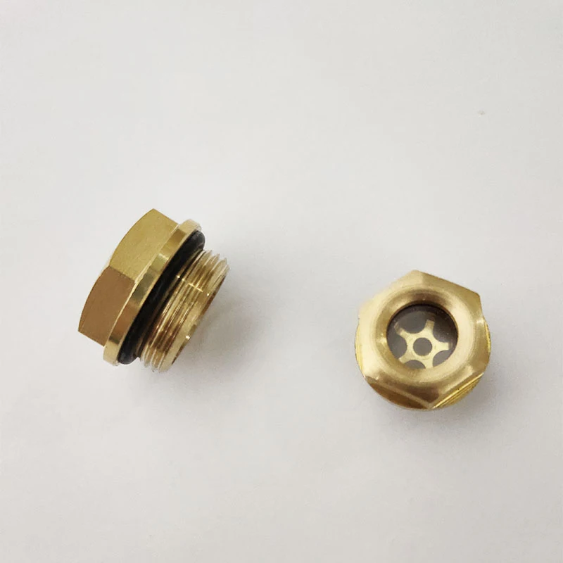 M33 M36 M42 Metric Male Thread Brass Hex Head Oil Level Sight Glass Window For Air Compressor Machine Tool