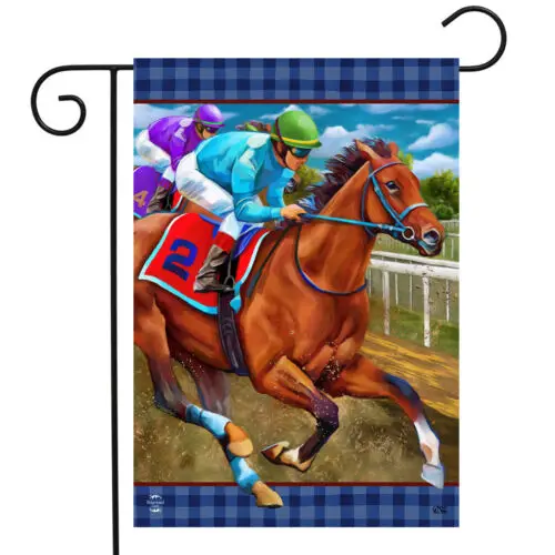 Horse Racing Everyday Garden Flag Jockeys Track ; Briarwood Lane