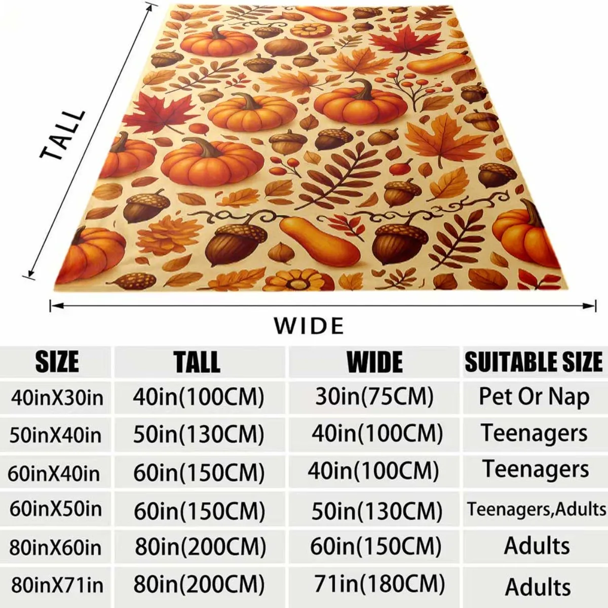 1pc Cozy Fall-Themed Flannel Blanket | Pumpkin & Maple Leaf Design, Soft, Warm, Plush, Polyester, All-Season Use, Perfect for Sofa, Bed, or Camping, Multipurpose, Autumnal Theme
