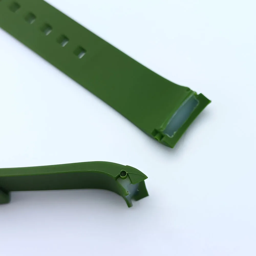 Matching Watch/Case With Black/Green 22mm watch strap Rubber Replacement Bracelet Watch Accessories Watch band