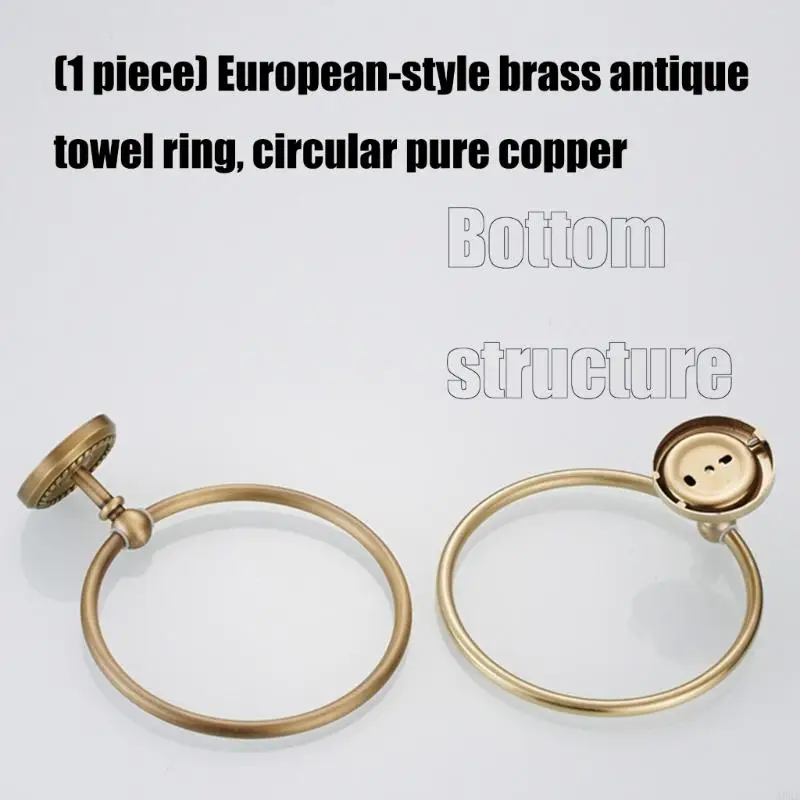 

A0KE Round Towel Holder Vintage Towel Rings Wall Hanging Lavatory Storage Rack