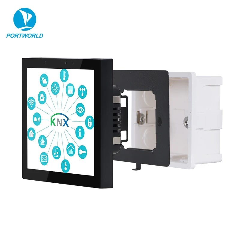 2026Portworld Temperature Sensor High Texture Android Smart Hotel DC/AC 4 Inch KNX Smart Panel