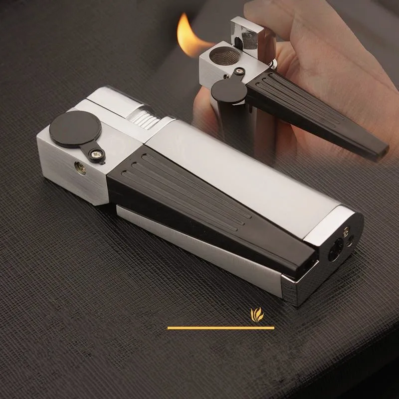 

HOT Portable Pipe Lighter Built-in Pipe Stand Refillable Butane Window Lighter with Angled Soft Flame Gas Lighter（No Gas）