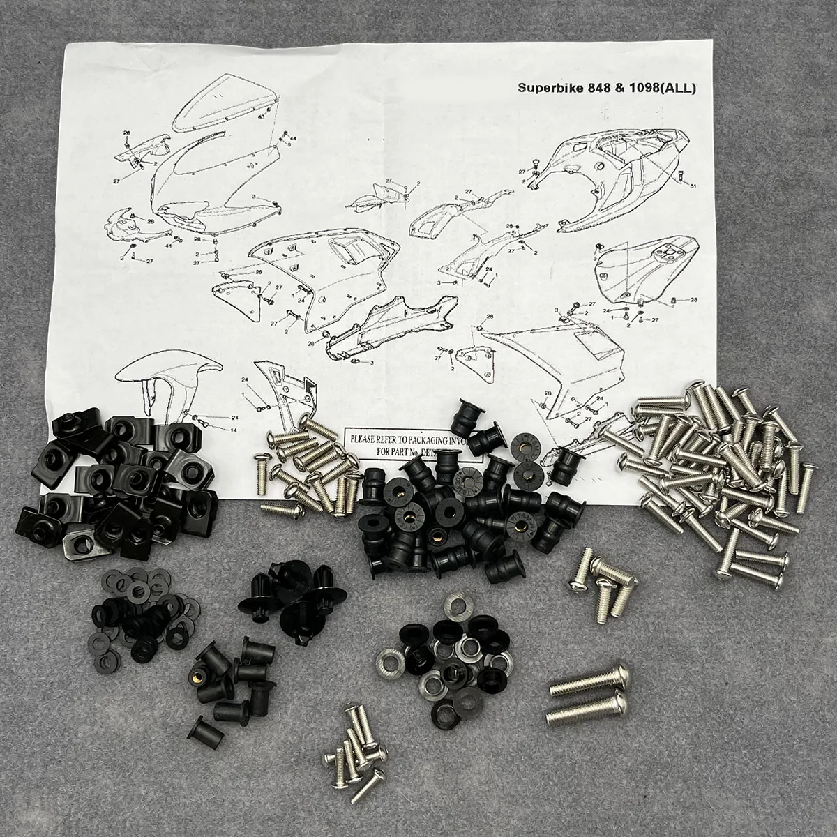 

Motorcycle Complete Fairing Stainless Bolts Screws & Shoulder Washer Kit Clips & Speed Nuts Fasteners For Ducati 1098 848 1198