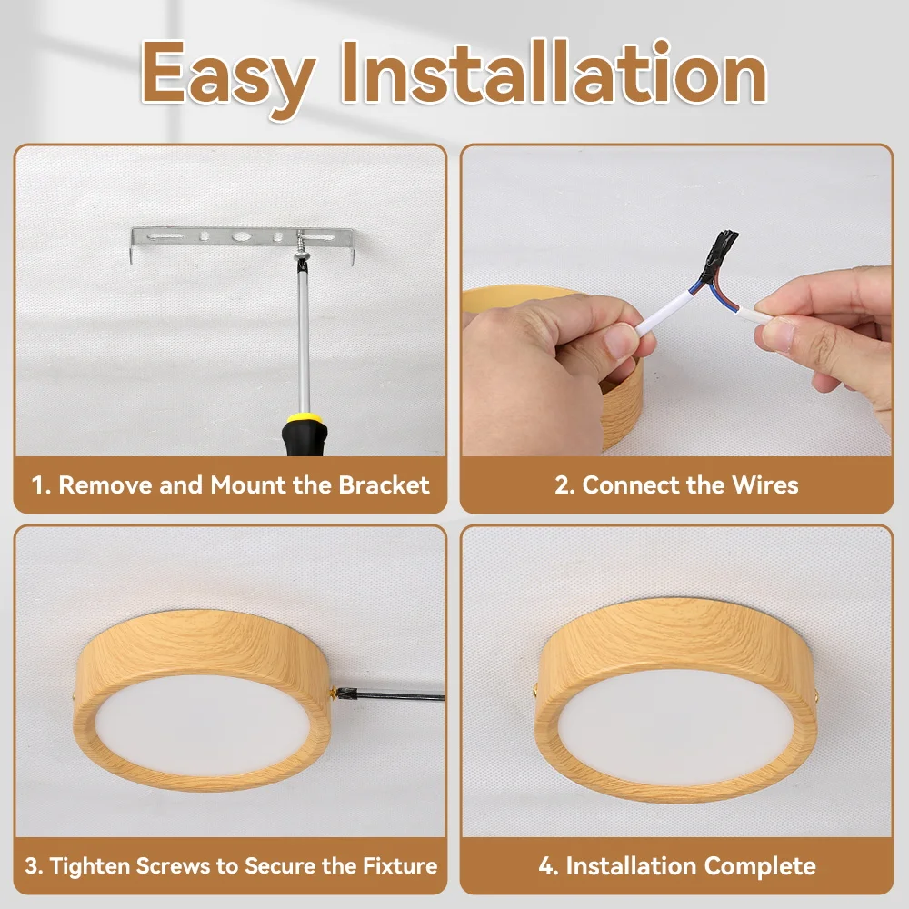 Punkt LED natynkowy, drewniana lampa sufitowa LED, 3 kolory światła, pamięć, reflektor do wnętrz, do salonu, dekoracja domu, lampa 220V