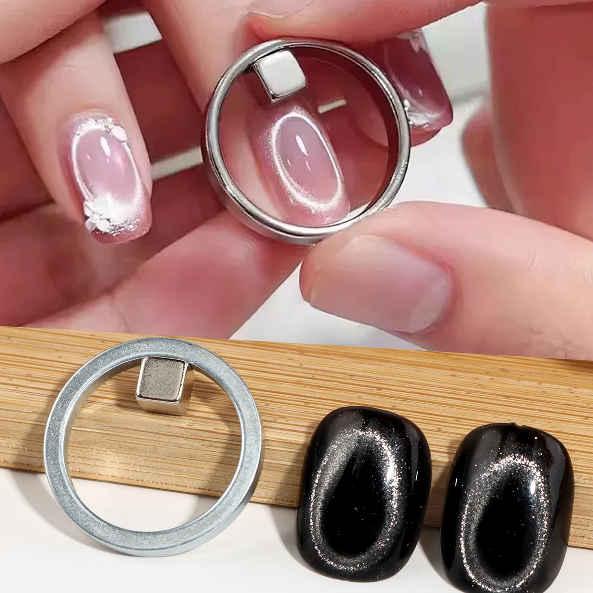 Imán Circular en Forma de Y, Elegante Imán de Ojo de Gato Estilo Francés, Imán para Esmalte de Uñas de Gel Ojo de Gato, para Arte de Uñas, Manualidades, Salón de Belleza, Estudio