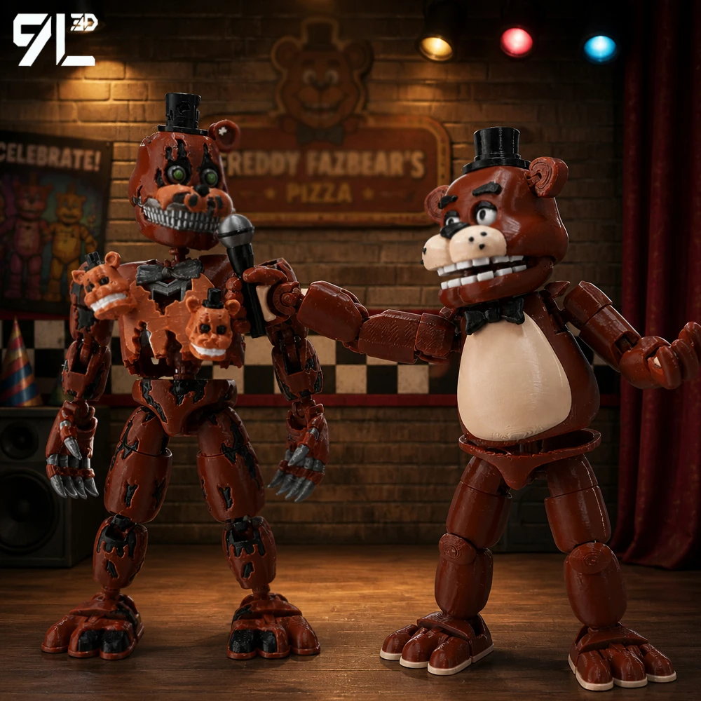 9L3D FNAF Inspiriert von Freddy: Nightmare Freddy 3D-gedruckte, bewegliche Actionfigur, posierbare Horror-Spiel-Sammlerstücke, Spielzeug, Schreibtischdeko