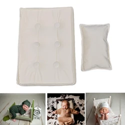 2PCS Newborn Photography Props Baby Bed Crib Mattress Pillows Photo Frame Sofa Mat Basket Chair Filling Accessories Fotografia